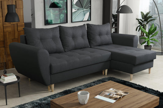 CORNER SOFA BED PALMO 2X STORAGE SPACE GRAPHITE MALMO 96 240cm universal RIGHT/LEFT CORNER / BONELL SPRINGS + FOAM