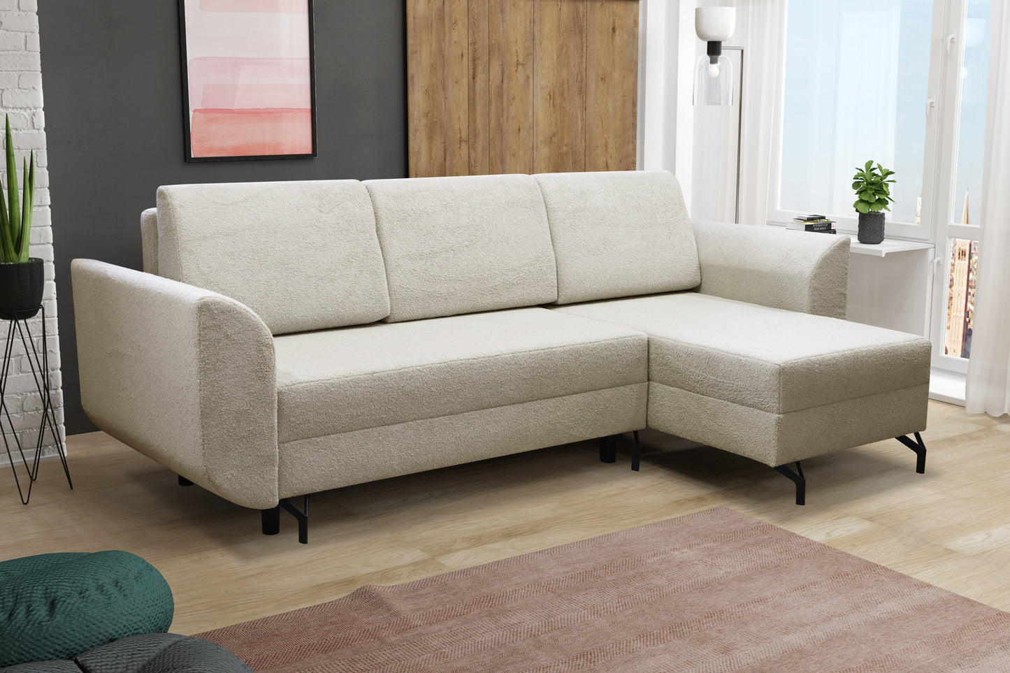 CORNER SOFA BED OSLO WITH OPTIONAL STOLL