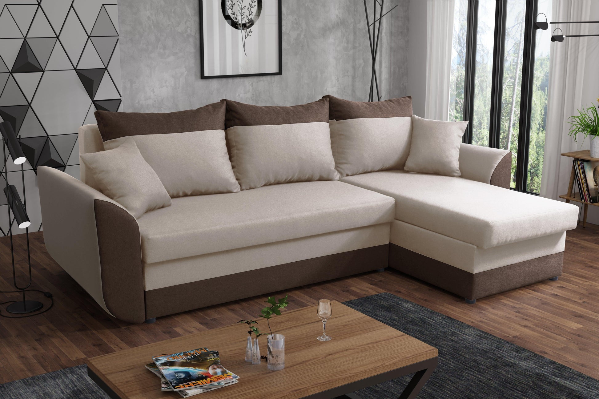 CORNER SOFA BED TRINITY 234CM 2x STORAGE SPACE / FOAM