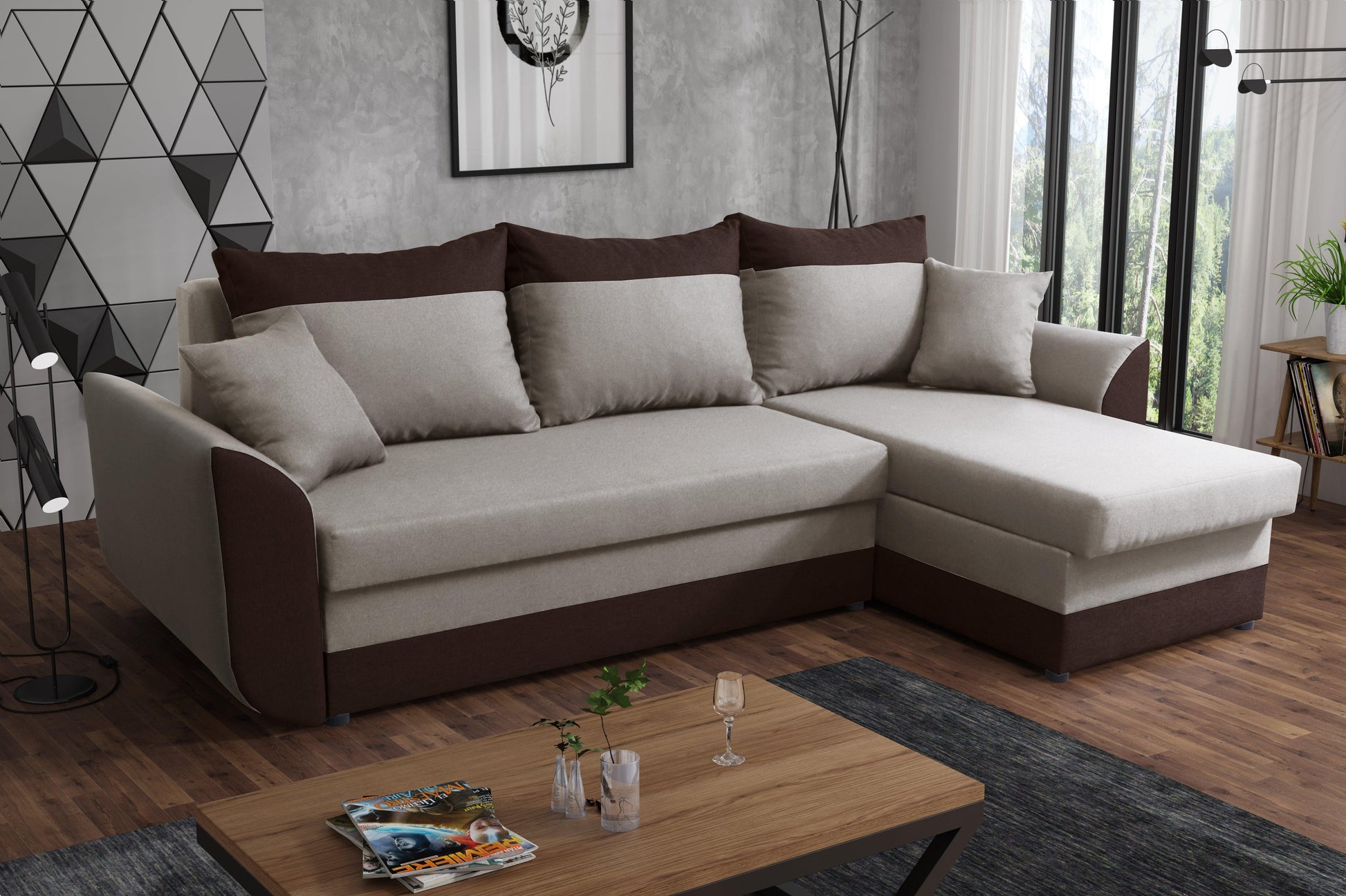 CORNER SOFA BED TRINITY 234CM 2x STORAGE SPACE / FOAM