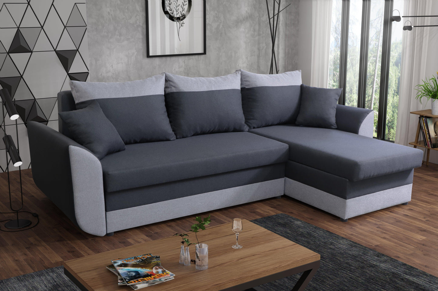 CORNER SOFA BED TRINITY 234CM 2x STORAGE SPACE / FOAM
