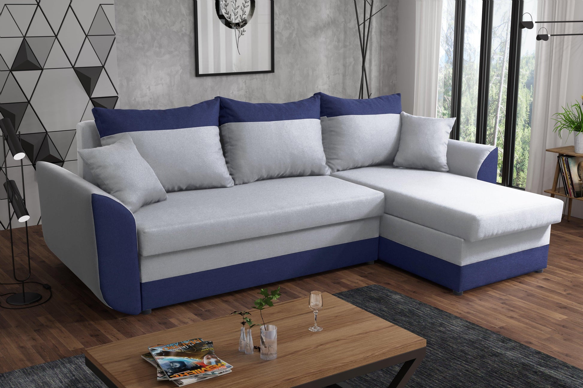 CORNER SOFA BED TRINITY 234CM 2x STORAGE SPACE / FOAM