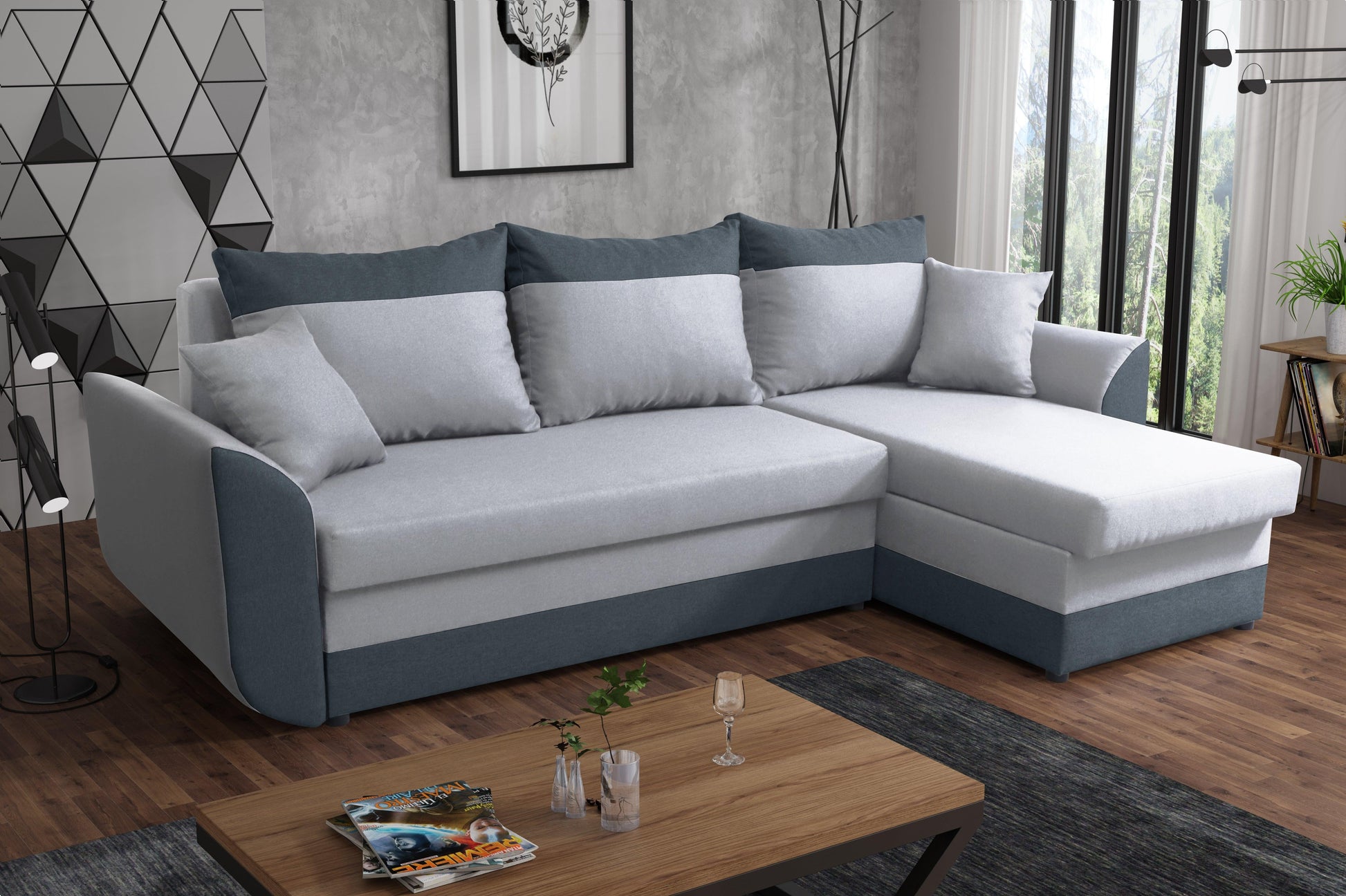 CORNER SOFA BED TRINITY 234CM 2x STORAGE SPACE / FOAM