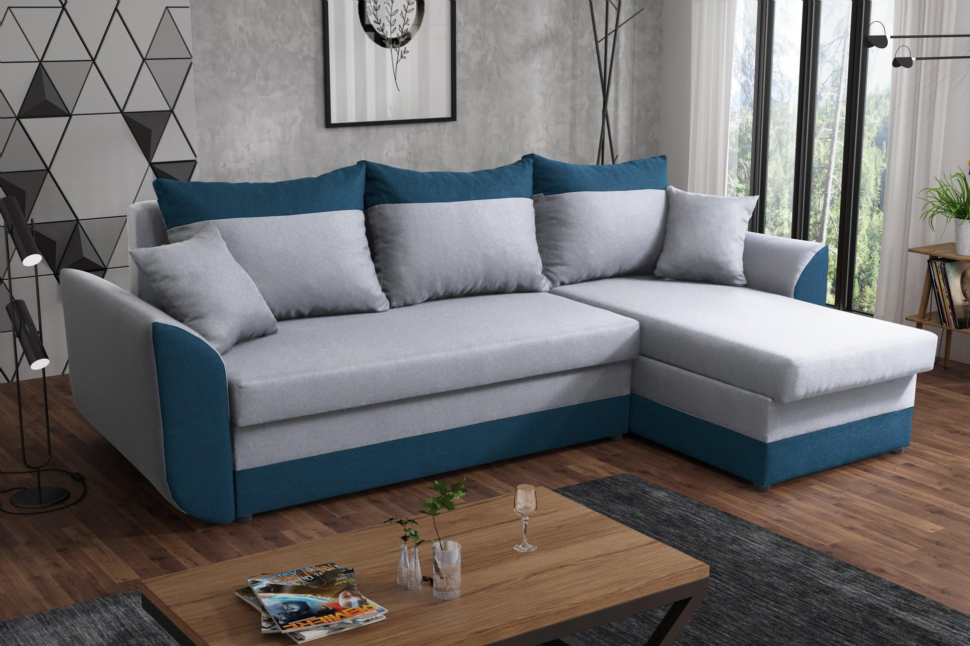 CORNER SOFA BED TRINITY 234CM 2x STORAGE SPACE / FOAM