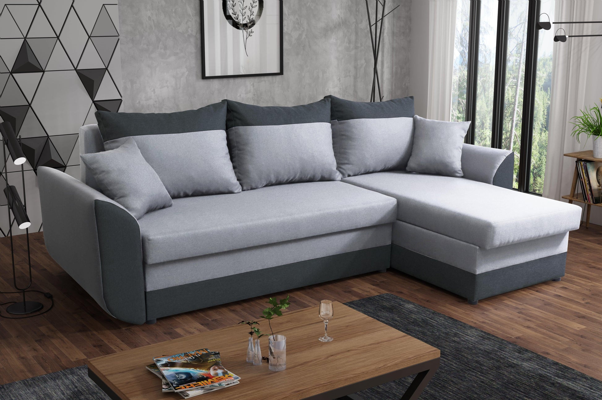 CORNER SOFA BED TRINITY 234CM 2x STORAGE SPACE / FOAM