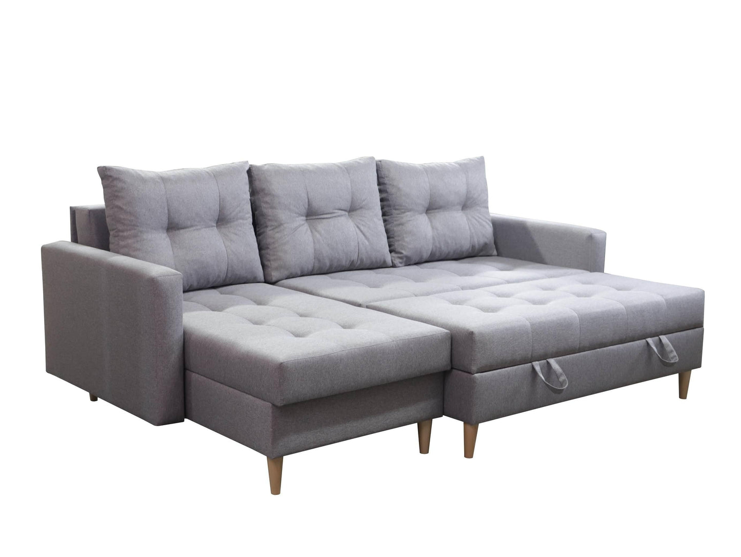 CORNER SOFA BED BRIAN 222CM + STORAGE PUFF / OTTOMAN MALMO 90 UNIVERSAL RIGHT/LEFT CORNER