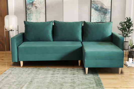 NEW! CORNER SOFA BED SNUGGY 222CM CHOICE OF 41 COLORS UNIVERSAL CORNER RIGHT/LEFT / FOAM