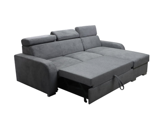 UNIVERSAL CORNER SOFA BED ASTEE 235CM CROWN18 EASY CLEAN FABRIC ADJUSTABLE HEADREST / SPRINGS + FOAM