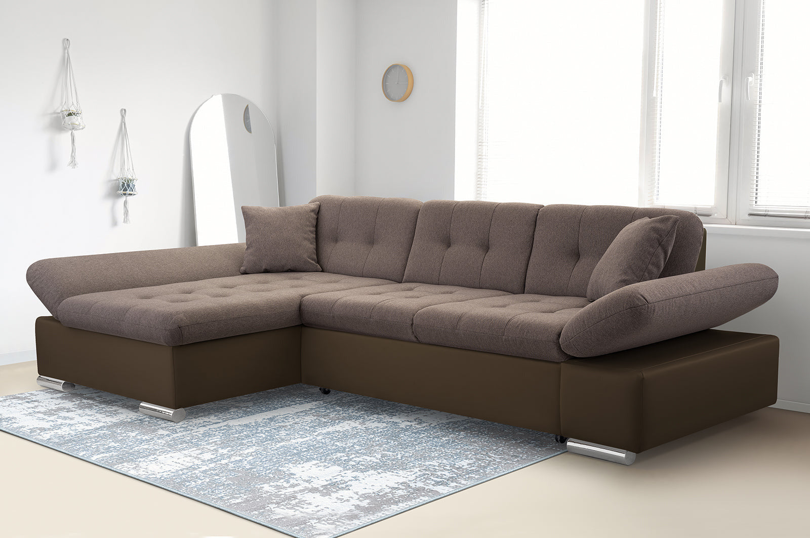 CORNER SOFA BED TOKYO BROWN 278cm TATUM 273 / SOFT 66 / SPRINGS + FOAM