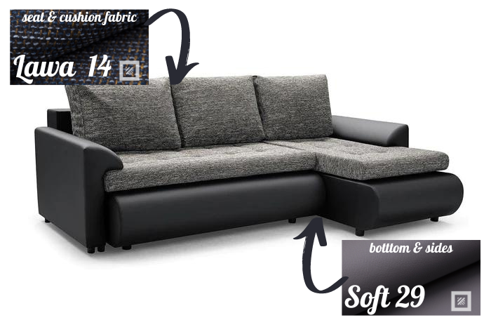 CORNER SOFA BED PRADO LAWA 14 SOFT 29 RIGHT HAND SIDE CORNER 226CM / SPRINGS + FOAM