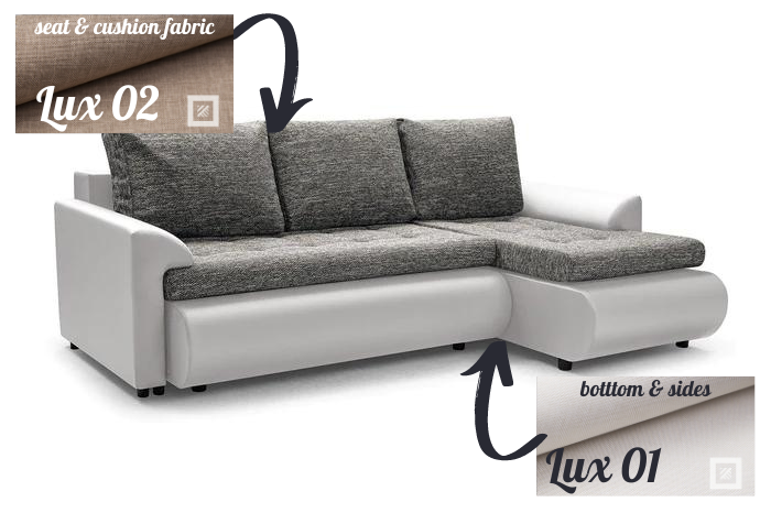 CORNER SOFA BED PRADO LUX02 / LUX01 RIGHT HAND SIDE CORNER 226CM / SPRINGS + FOAM