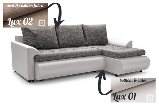 CORNER SOFA BED PRADO LUX02 / LUX01 RIGHT HAND SIDE CORNER 226CM / SPRINGS + FOAM