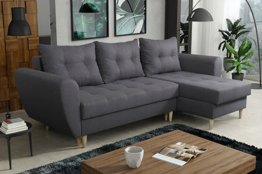 CORNER SOFA BED PALMO 2X STORAGE SPACE MALMO 95 GREY 240cm universal RIGHT/LEFT CORNER / BONELL SPRINGS + FOAM