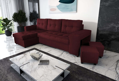 CORNER SOFA BED LEON 255CM 2X STORAGE SPACE UNIVERSAL CORNER RIGHT/LEFT CORNER / BONELL SPRINGS + FOAM