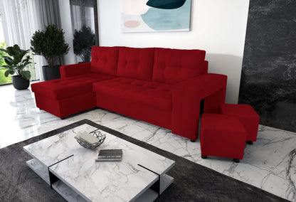 CORNER SOFA BED LEON 255CM 2X STORAGE SPACE UNIVERSAL CORNER RIGHT/LEFT CORNER / BONELL SPRINGS + FOAM