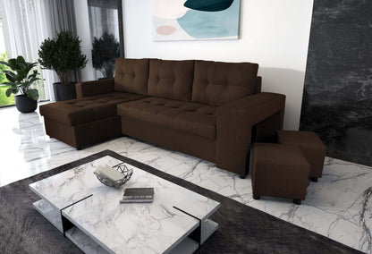 CORNER SOFA BED LEON 255CM 2X STORAGE SPACE UNIVERSAL CORNER RIGHT/LEFT CORNER / BONELL SPRINGS + FOAM