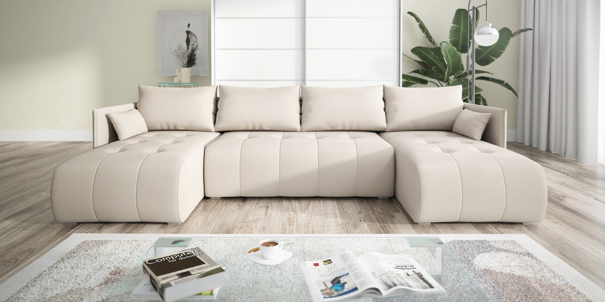 CORNER SOFA BED NESS U SHAPE *CHOICE OF COLORS* / SPRINGS + FOAM