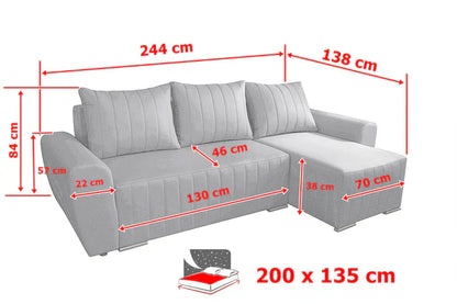 CORNER SOFA BED MALIBU 248CM MALMO 79 / UNIVERSAL RIGHT/LEFT CORNER / FOAM