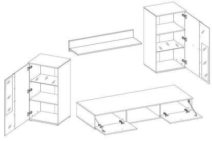 TV WALL UNIT SALSA WHITE / ARTISAN OAK