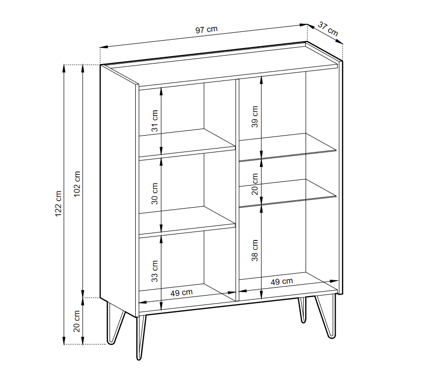 Display cabinet HARMONY 04 black / black marble