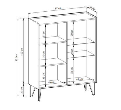 Display cabinet HARMONY 04 black / black marble