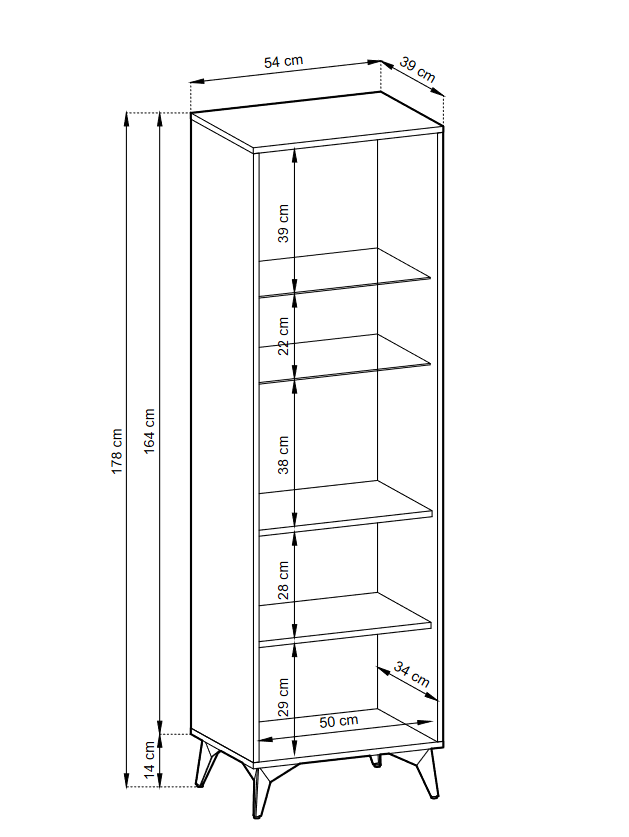 Display cabinet DIAMOND 08 black / evoke oak