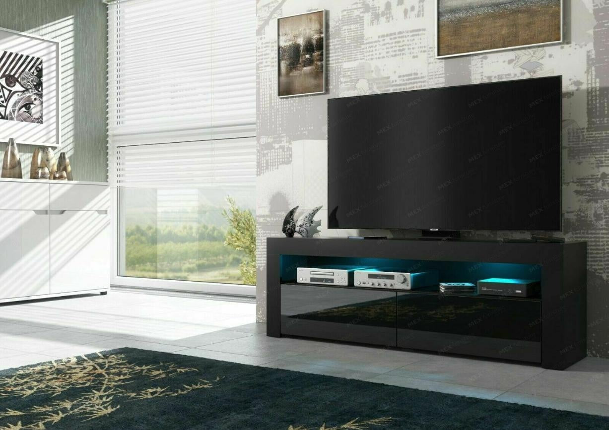 TV STAND DACO 2 BLACK GLOSS FRONTS 160CM