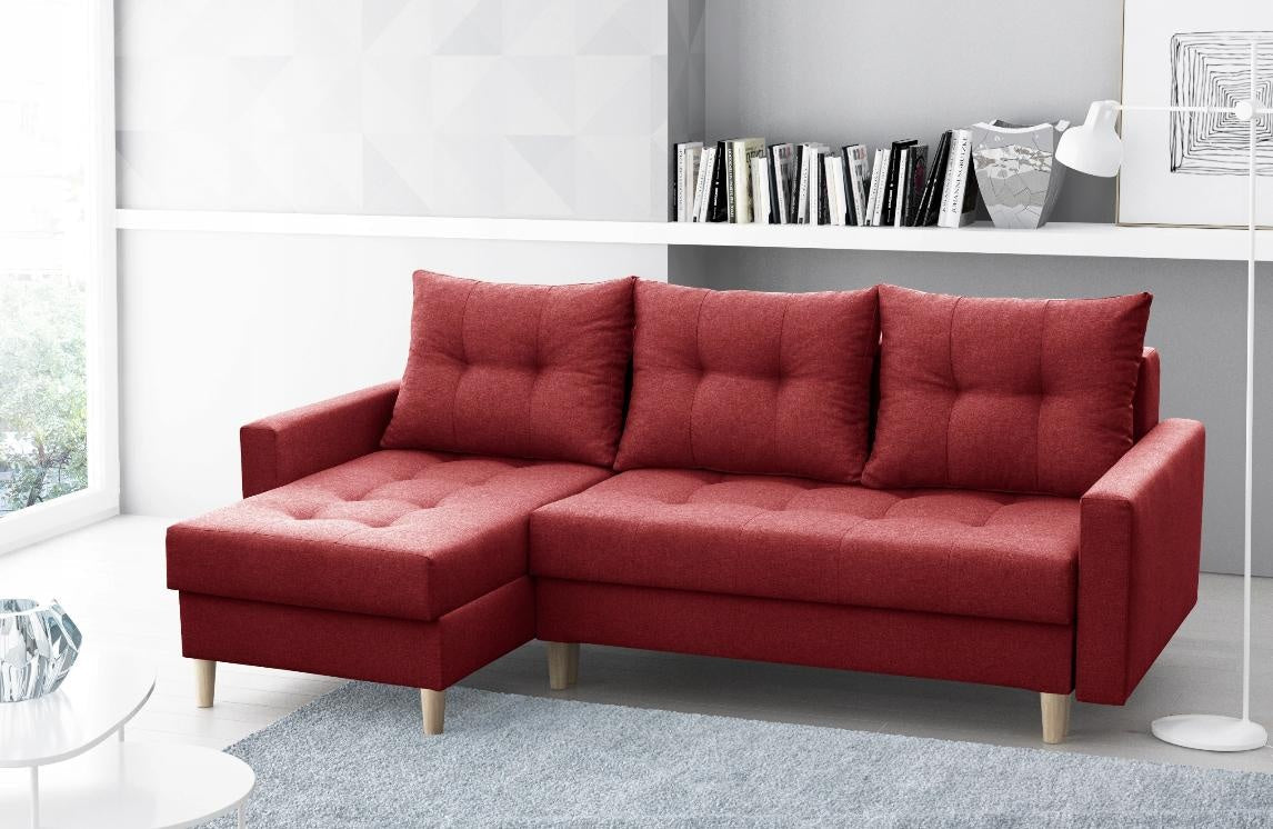 CORNER SOFA BED BRIAN 222x140CM 2X STORAGE SPACE  Universal  CORNER RIGHT/LEFT  / BONELL SPINGS + FOAM