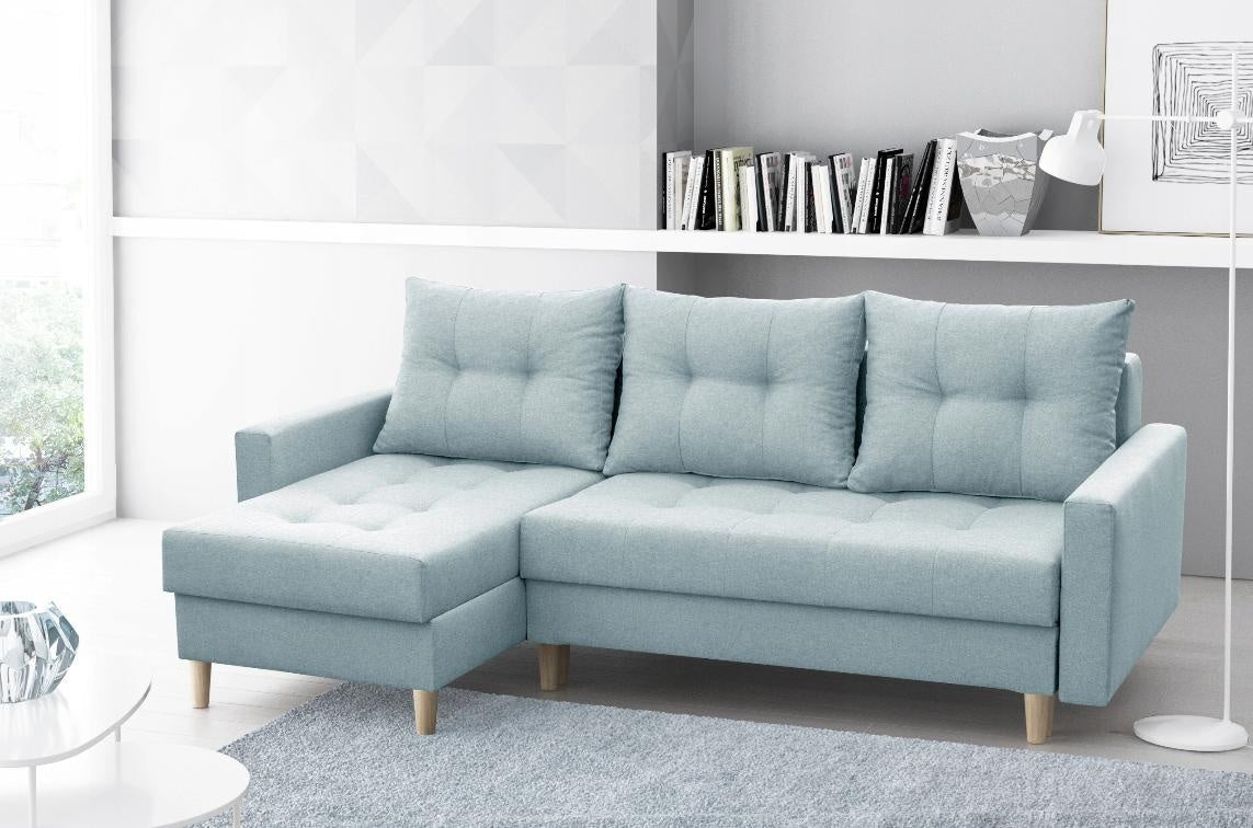 CORNER SOFA BED BRIAN 222x140CM 2X STORAGE SPACE  Universal  CORNER RIGHT/LEFT  / BONELL SPINGS + FOAM