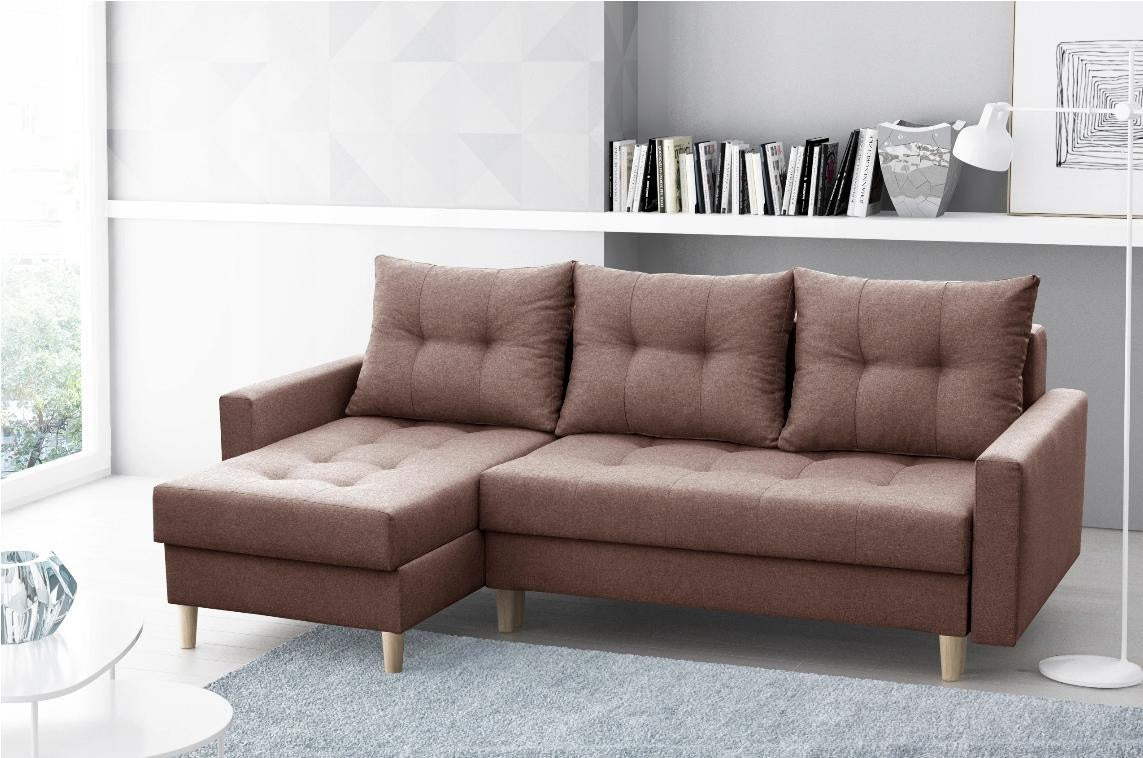 CORNER SOFA BED BRIAN 222x140CM 2X STORAGE SPACE  Universal  CORNER RIGHT/LEFT  / BONELL SPINGS + FOAM