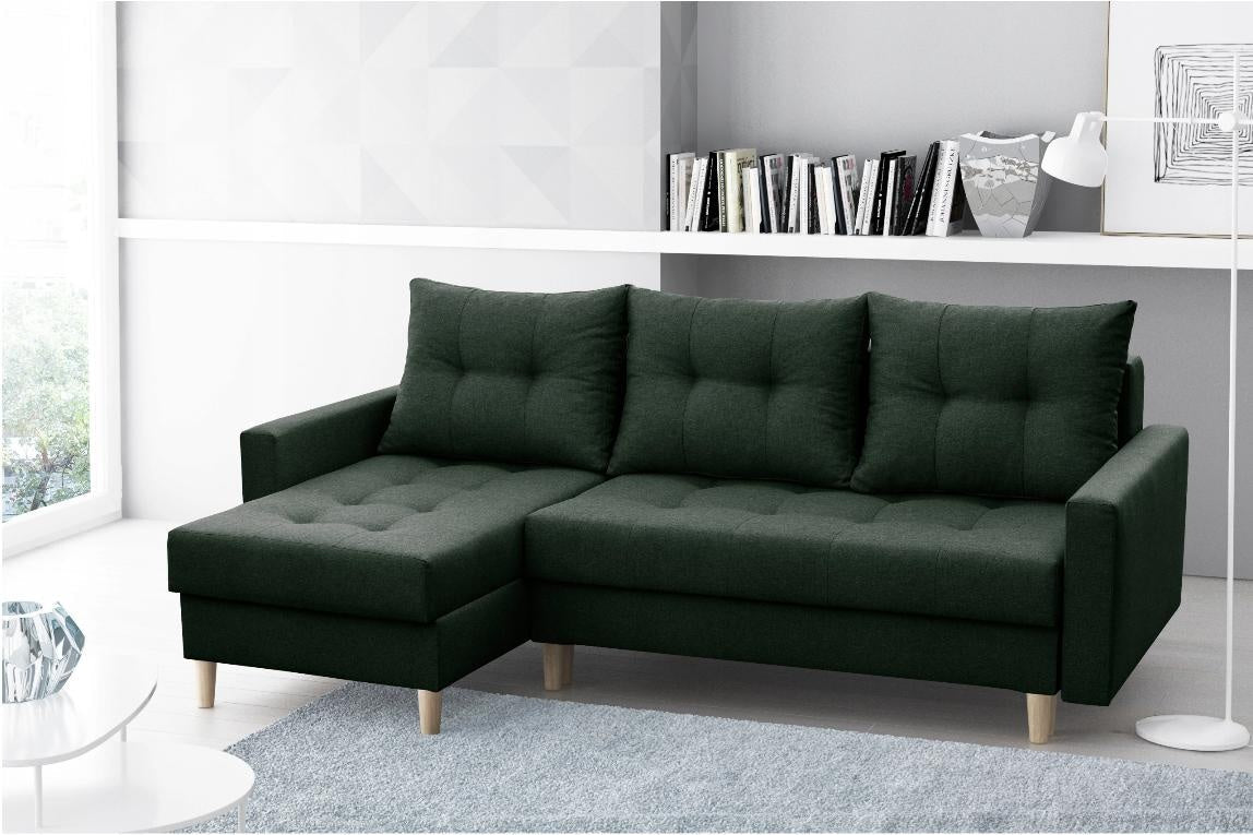 CORNER SOFA BED BRIAN 222x140CM 2X STORAGE SPACE  Universal  CORNER RIGHT/LEFT  / BONELL SPINGS + FOAM