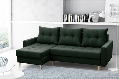 CORNER SOFA BED BRIAN 222x140CM 2X STORAGE SPACE  Universal  CORNER RIGHT/LEFT  / BONELL SPINGS + FOAM