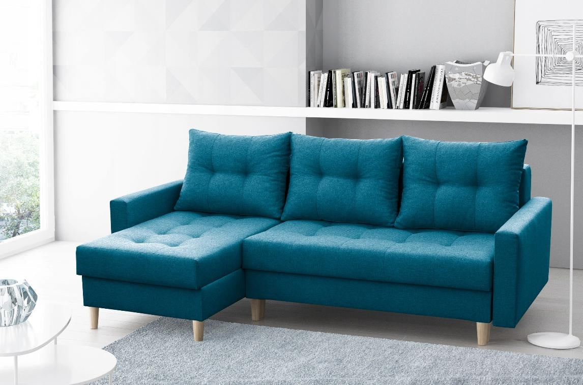 CORNER SOFA BED BRIAN 222x140CM 2X STORAGE SPACE  Universal  CORNER RIGHT/LEFT  / BONELL SPINGS + FOAM