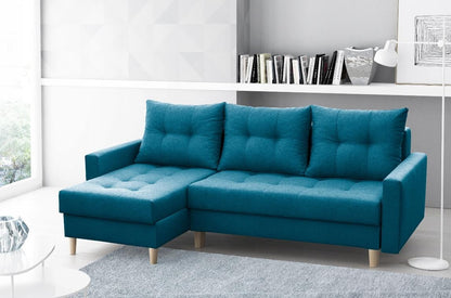 CORNER SOFA BED BRIAN 222x140CM 2X STORAGE SPACE  Universal  CORNER RIGHT/LEFT  / BONELL SPINGS + FOAM
