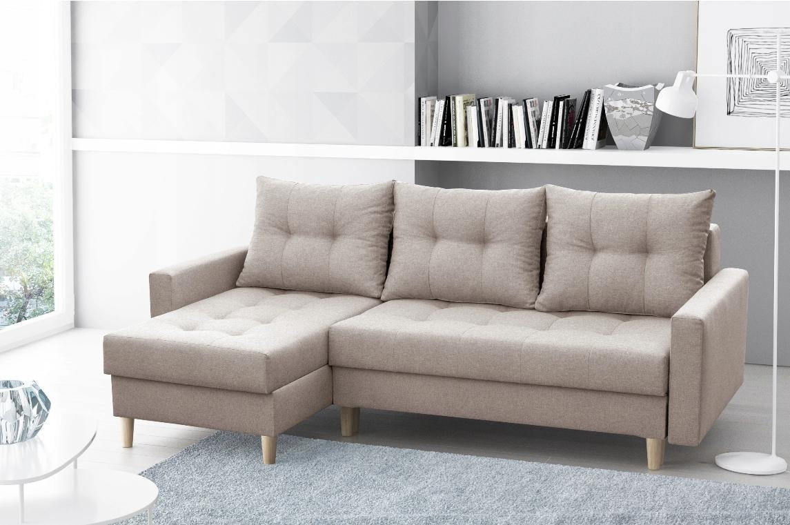 CORNER SOFA BED BRIAN 222x140CM 2X STORAGE SPACE  Universal  CORNER RIGHT/LEFT  / BONELL SPINGS + FOAM