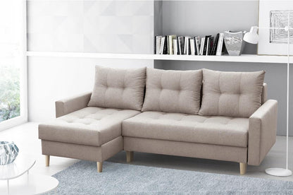 CORNER SOFA BED BRIAN 222x140CM 2X STORAGE SPACE  Universal  CORNER RIGHT/LEFT  / BONELL SPINGS + FOAM
