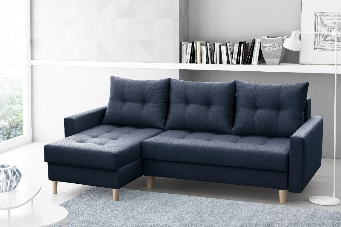 CORNER SOFA BED BRIAN 222x140CM 2X STORAGE SPACE  Universal  CORNER RIGHT/LEFT  / BONELL SPINGS + FOAM