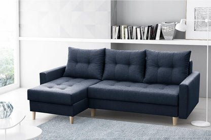 CORNER SOFA BED BRIAN 222x140CM 2X STORAGE SPACE  Universal  CORNER RIGHT/LEFT  / BONELL SPINGS + FOAM