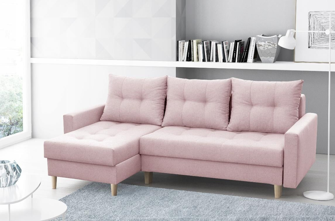 CORNER SOFA BED BRIAN 222x140CM 2X STORAGE SPACE  Universal  CORNER RIGHT/LEFT  / BONELL SPINGS + FOAM