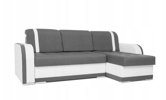 CORNER SOFA BED DINA 236CM 2X STORAGE SPACE GREY/WHITE INARI 96/1115 UNIVERSAL CORNER RIGHT/LEFT CORNER / BONELL SPRINGS + FOAM