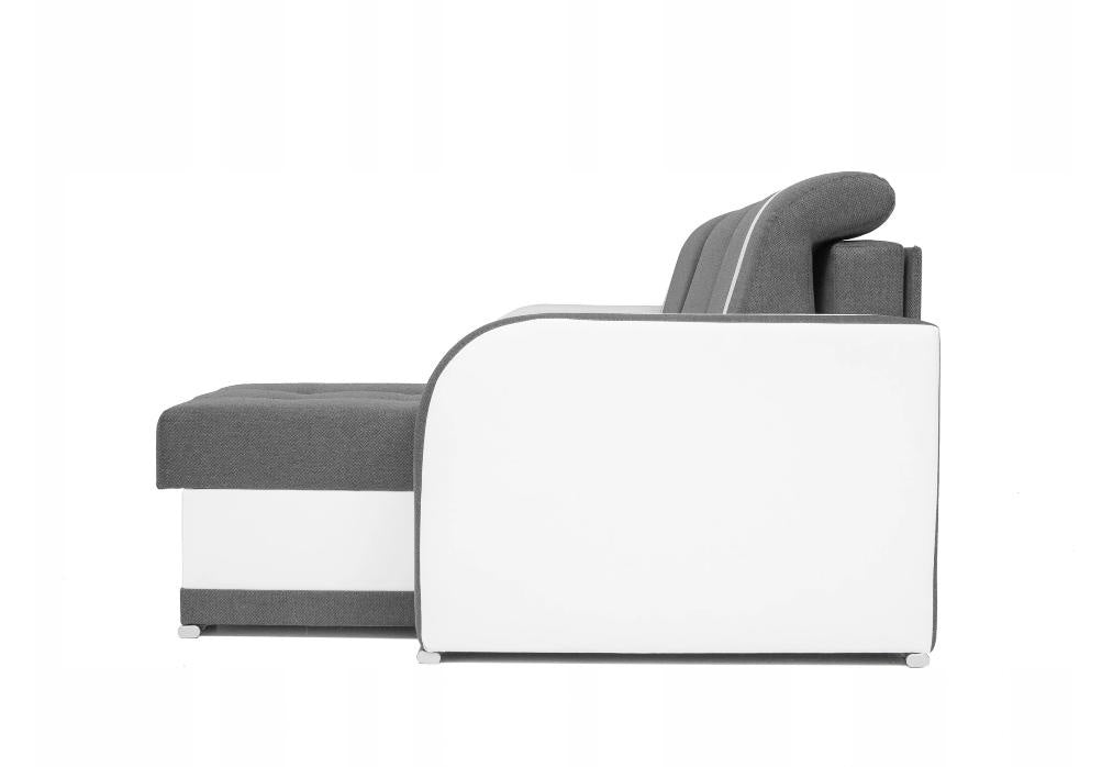 CORNER SOFA BED DINA 236CM 2X STORAGE SPACE GREY/WHITE INARI 96/1115 UNIVERSAL CORNER RIGHT/LEFT CORNER / BONELL SPRINGS + FOAM