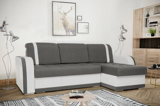 CORNER SOFA BED DINA 236CM 2X STORAGE SPACE CHOICE OF COLOR UNIVERSAL CORNER RIGHT/LEFT CORNER / BONELL SPRINGS + FOAM