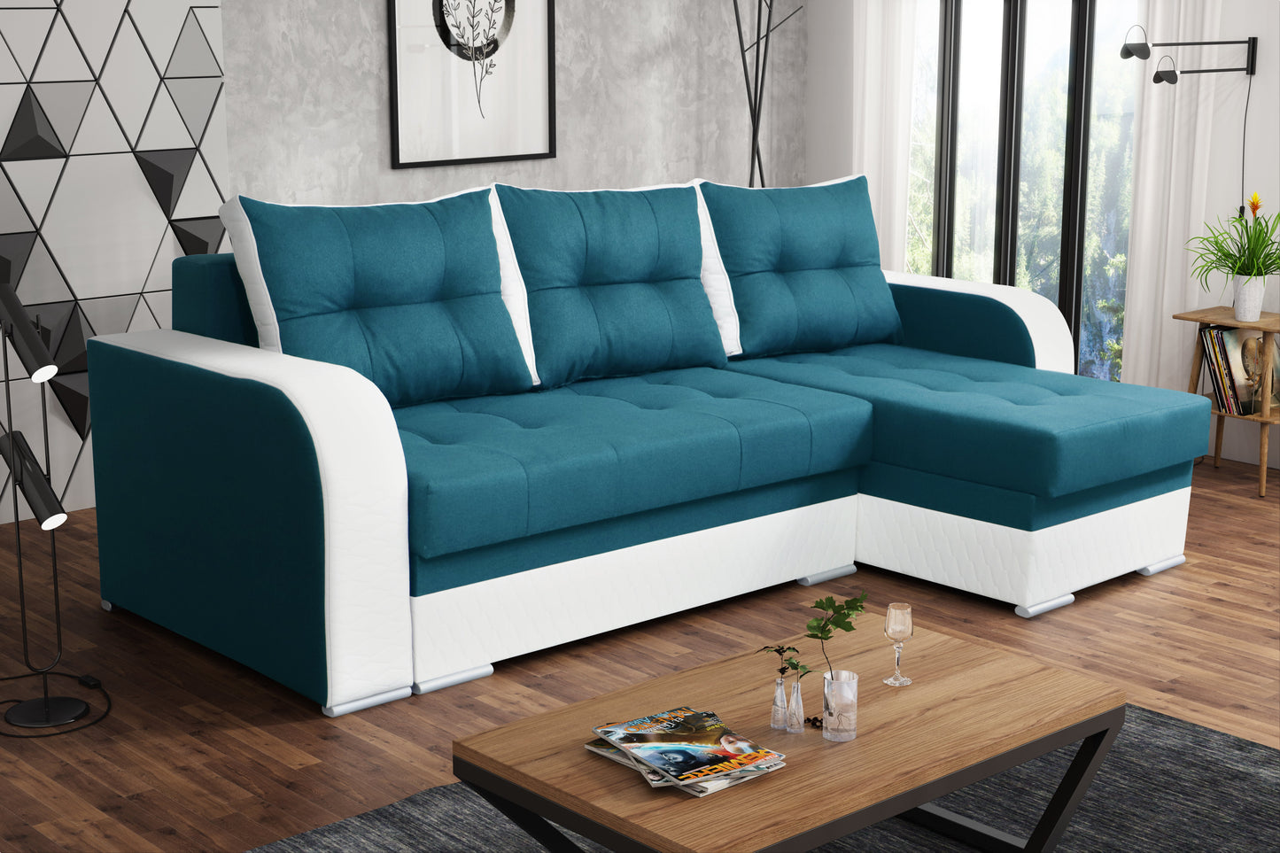 CORNER SOFA BED SAM TWIST 12 / 1115 236CM 2X STORAGE SPACE universal RIGHT/LEFT CORNER / BONELL SPRINGS + FOAM