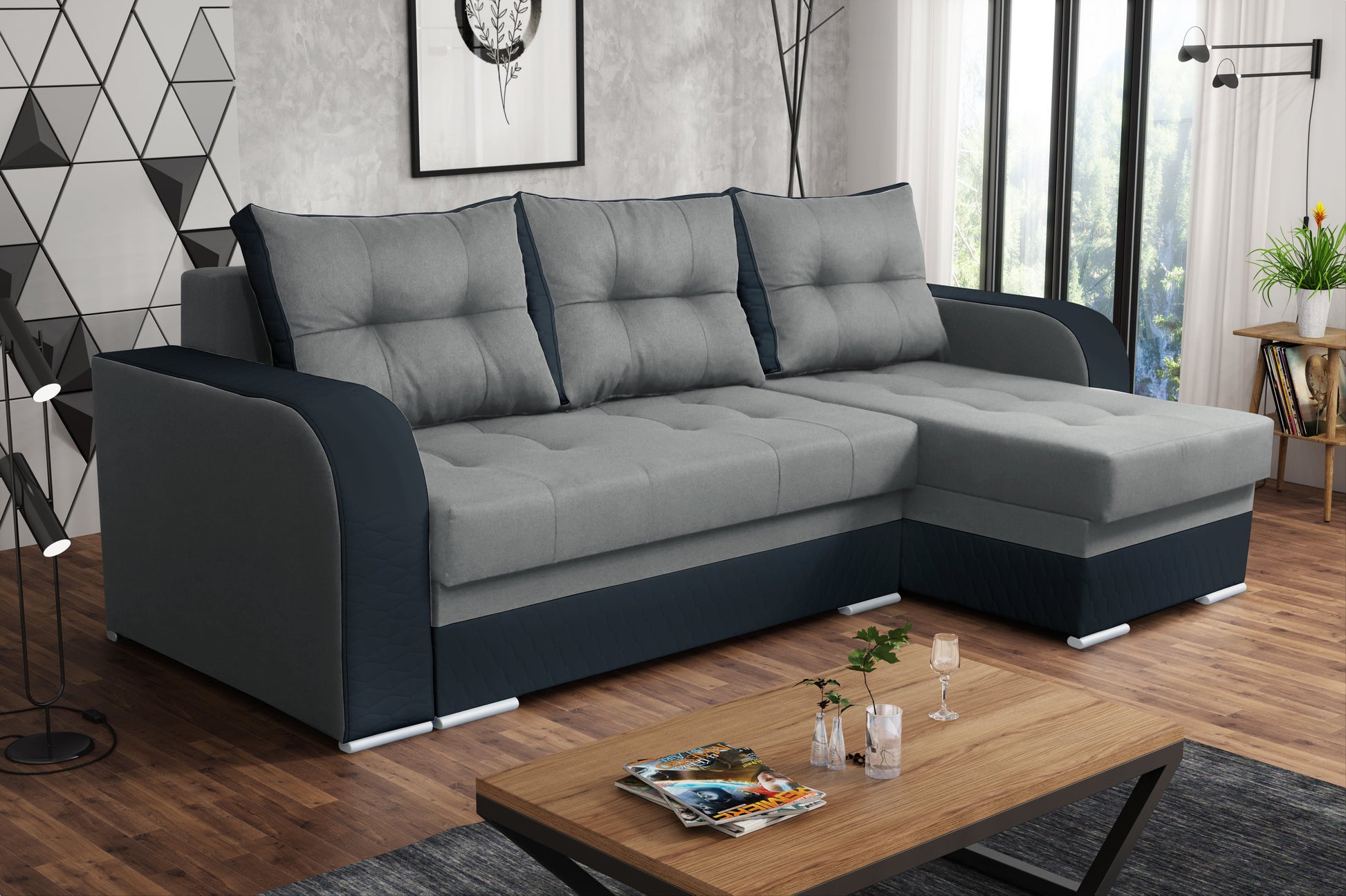 CORNER SOFA BED SAM TWIST 19 / 20 236CM 2X STORAGE SPACE universal RIGHT/LEFT CORNER / BONELL SPRINGS + FOAM