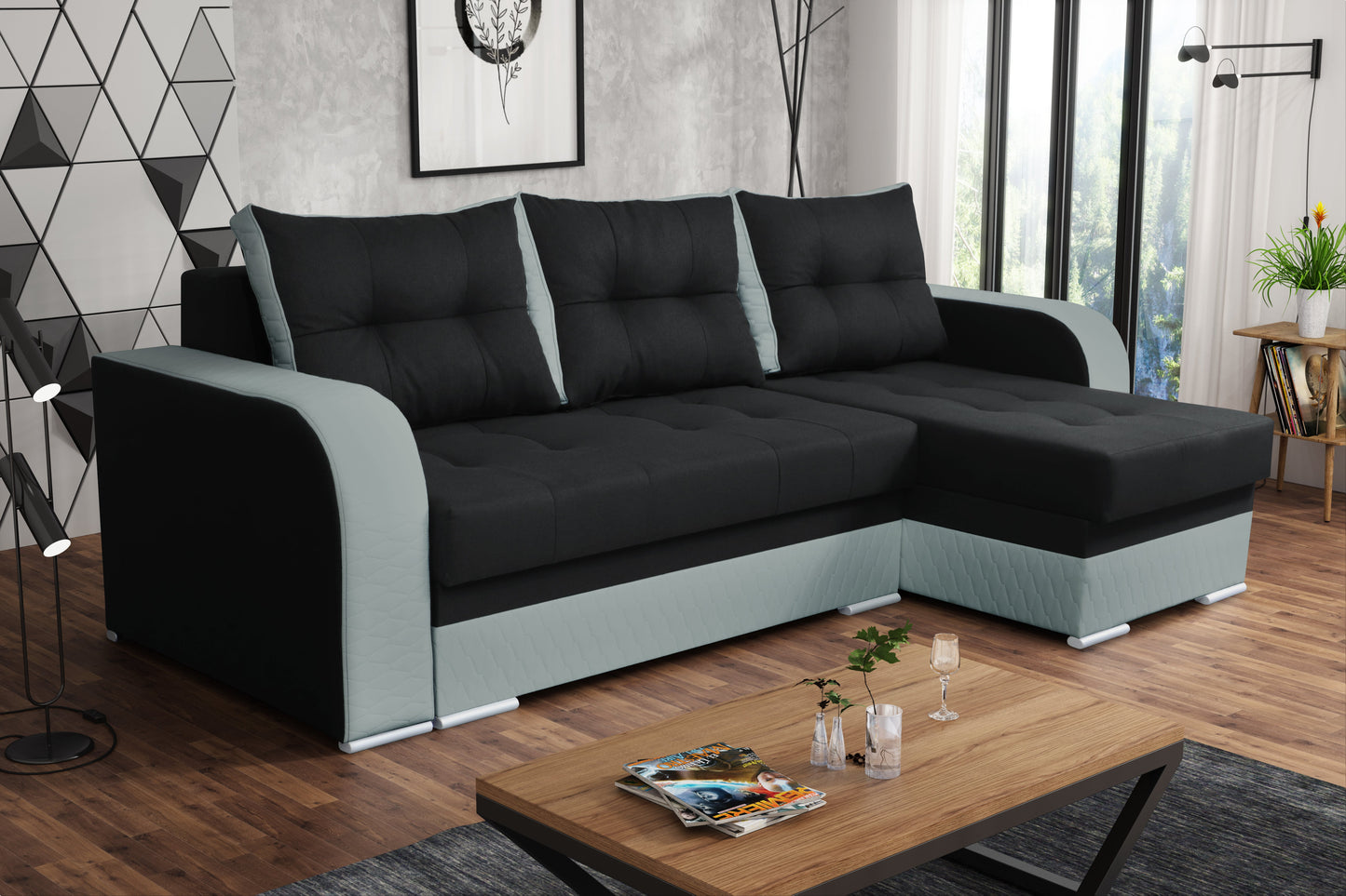 CORNER SOFA BED SAM TWIST 23 / 1132 236CM 2X STORAGE SPACE universal RIGHT/LEFT CORNER / BONELL SPRINGS + FOAM