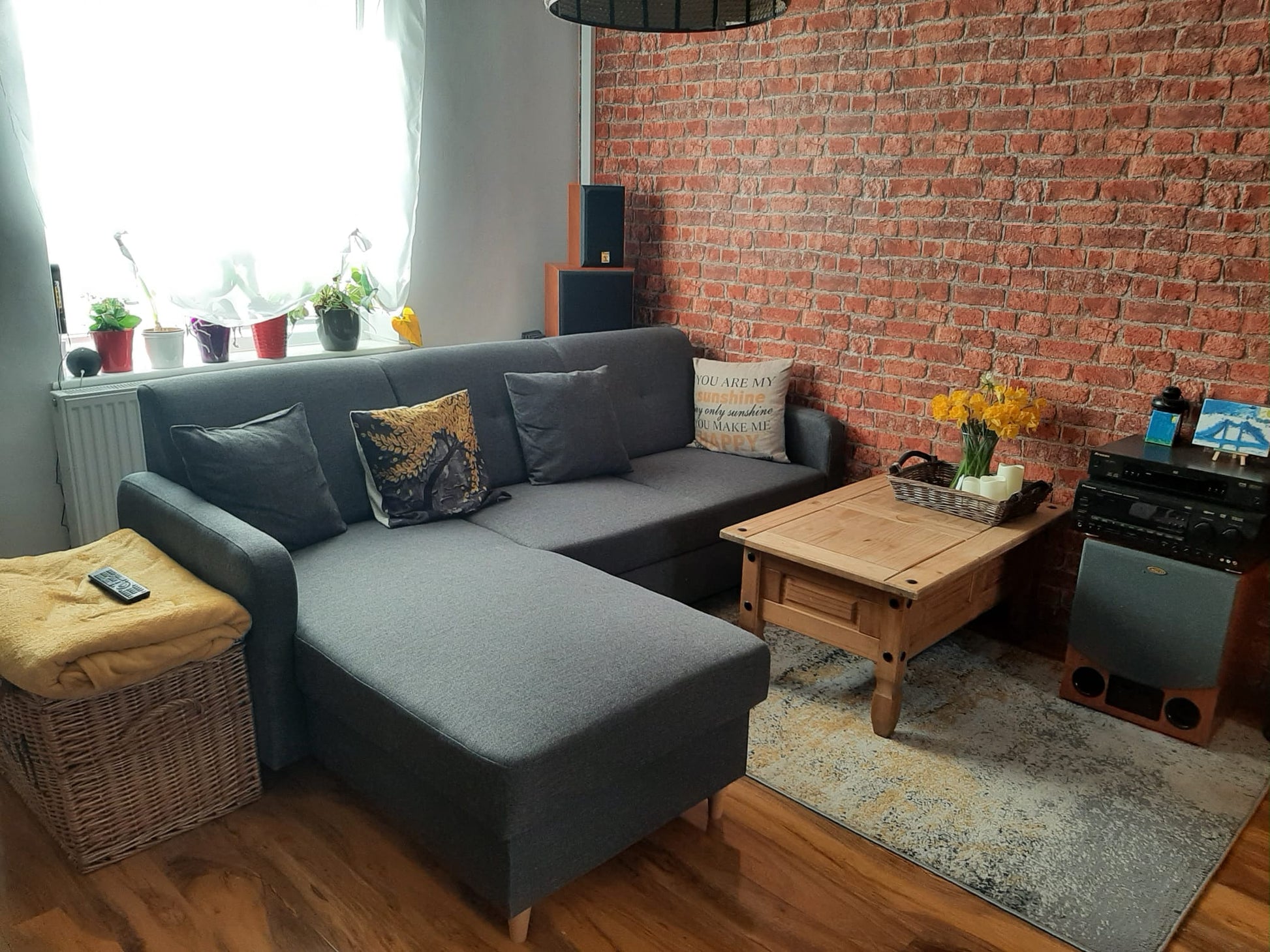 CORNER SOFA BED MILLI HUGO 94 GREY 220cm / SPRINGS + FOAM