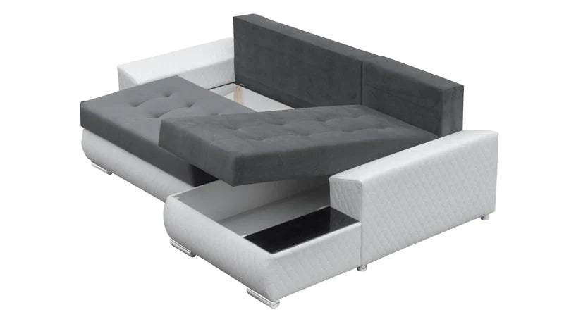 CORNER SOFA BED LONDON 2316/1115/60 252CM 2X STORAGE SPACE STAIN RESISTANT EASY CLEAN FABRIC / BONELL SPRINGS + FOAM