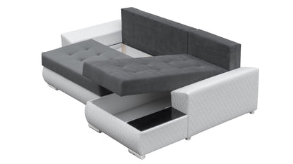 CORNER SOFA BED LONDON 2316/1132 252CM 2X STORAGE SPACE STAIN RESISTANT EASY CLEAN FABRIC / BONELL SPRINGS + FOAM