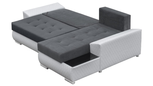 CORNER SOFA BED LONDON 2316/1132 252CM 2X STORAGE SPACE STAIN RESISTANT EASY CLEAN FABRIC / BONELL SPRINGS + FOAM