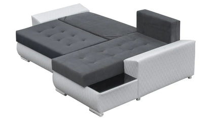 CORNER SOFA BED LONDON 2313/1115/60 252CM 2X STORAGE SPACE STAIN RESISTANT EASY CLEAN FABRIC / BONELL SPRINGS + FOAM